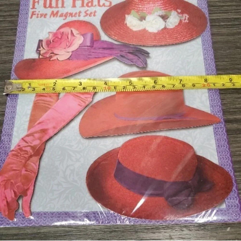 NOS - ATA-BOY Fun Hats Five Magnet Set Red Hat Sealed Fashion Fridge Decorations